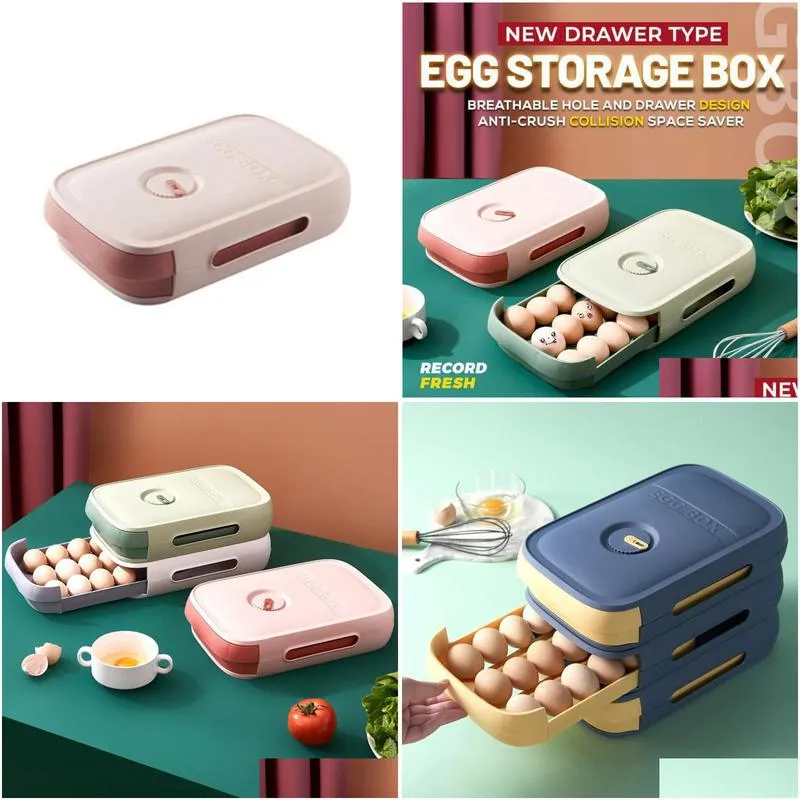 kitchen storage organization egg container household colourful stackable  box for fridge tsh shop