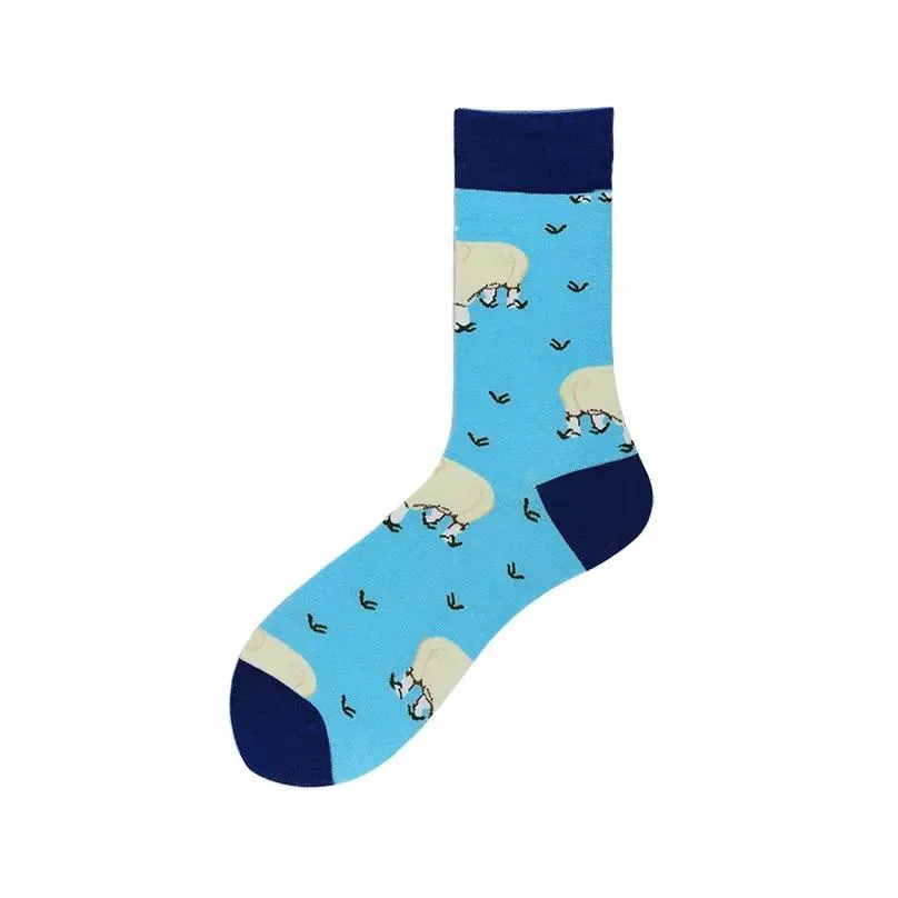 mens socks men cotton funny crew cartoon animal sheep parrot women novelty gift skateboard casual crazy