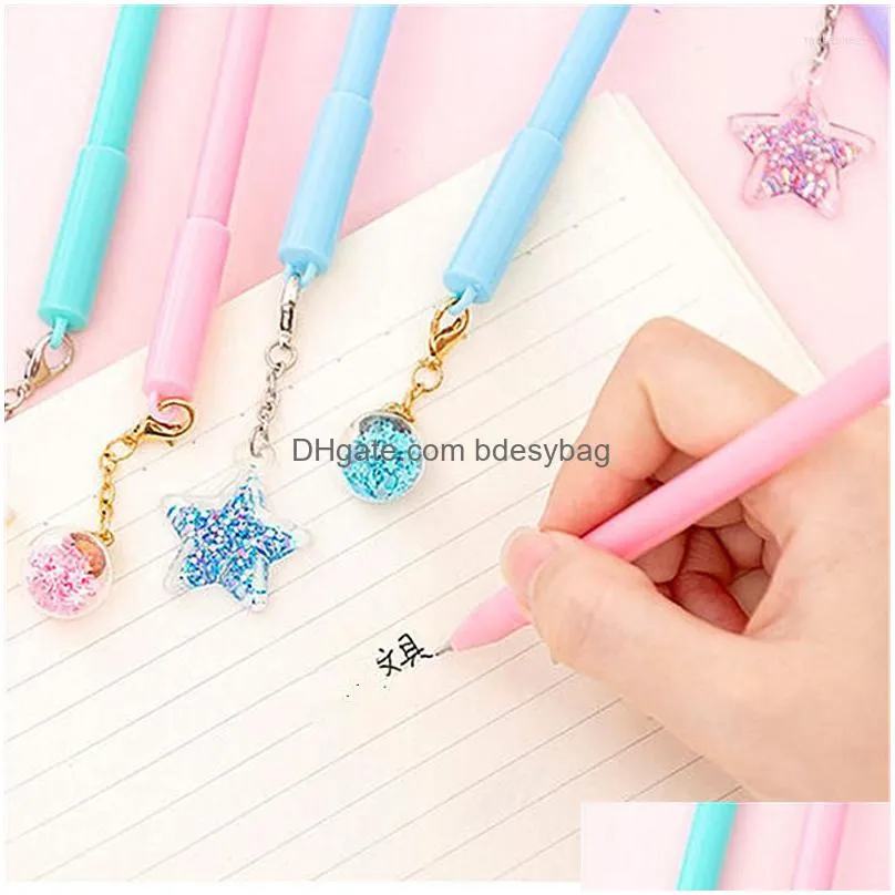 10/20/30pcs cute stars pendant glass ball gel pen 0.5mm black ink school stationery office supplies gift