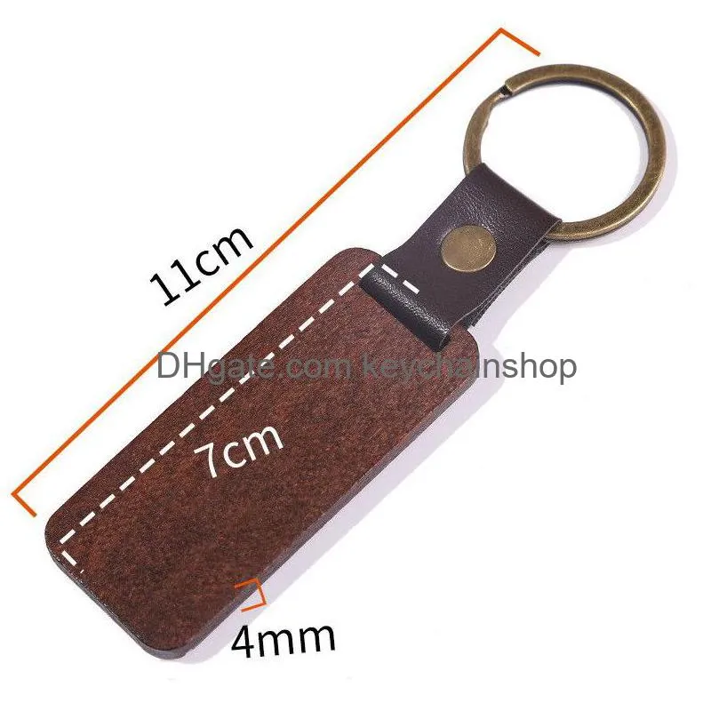 creative wooden keychain round rectangle shape wood blank key chains diy key rings gifts