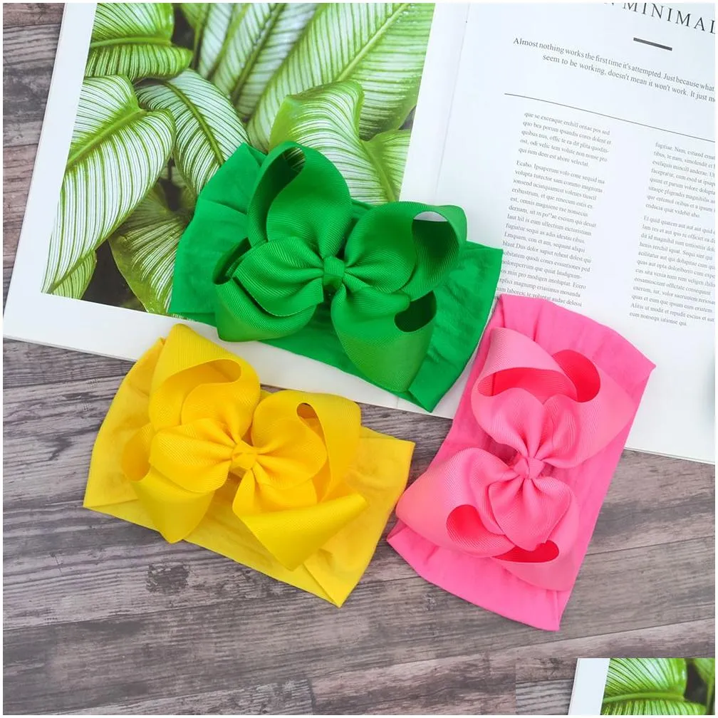 nylon elastic born headband ribbon bow wraps for kids baby headwear hairbands girls bandanas head band hair accessories