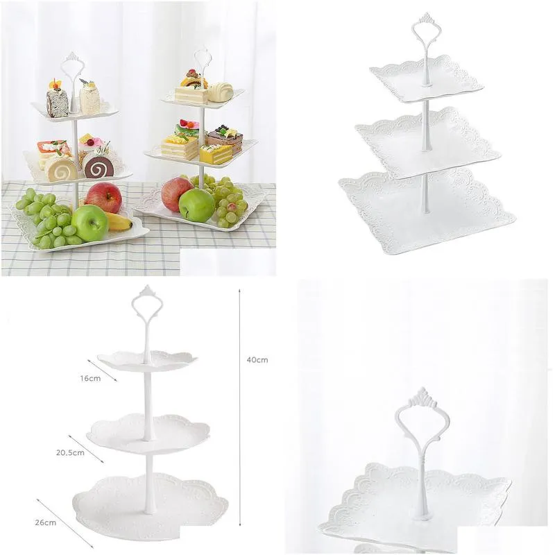 kitchen storage organization white tray plastic bandeja cake stand dessert candy pan tea party serving platter fruit nut in part