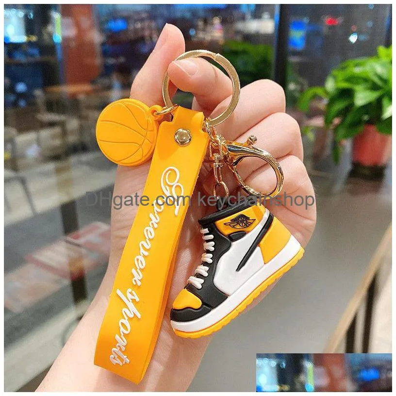 designer sneaker keychain color sport shoes key chain party backpack fashion decoration personality small gift with soft glue hand