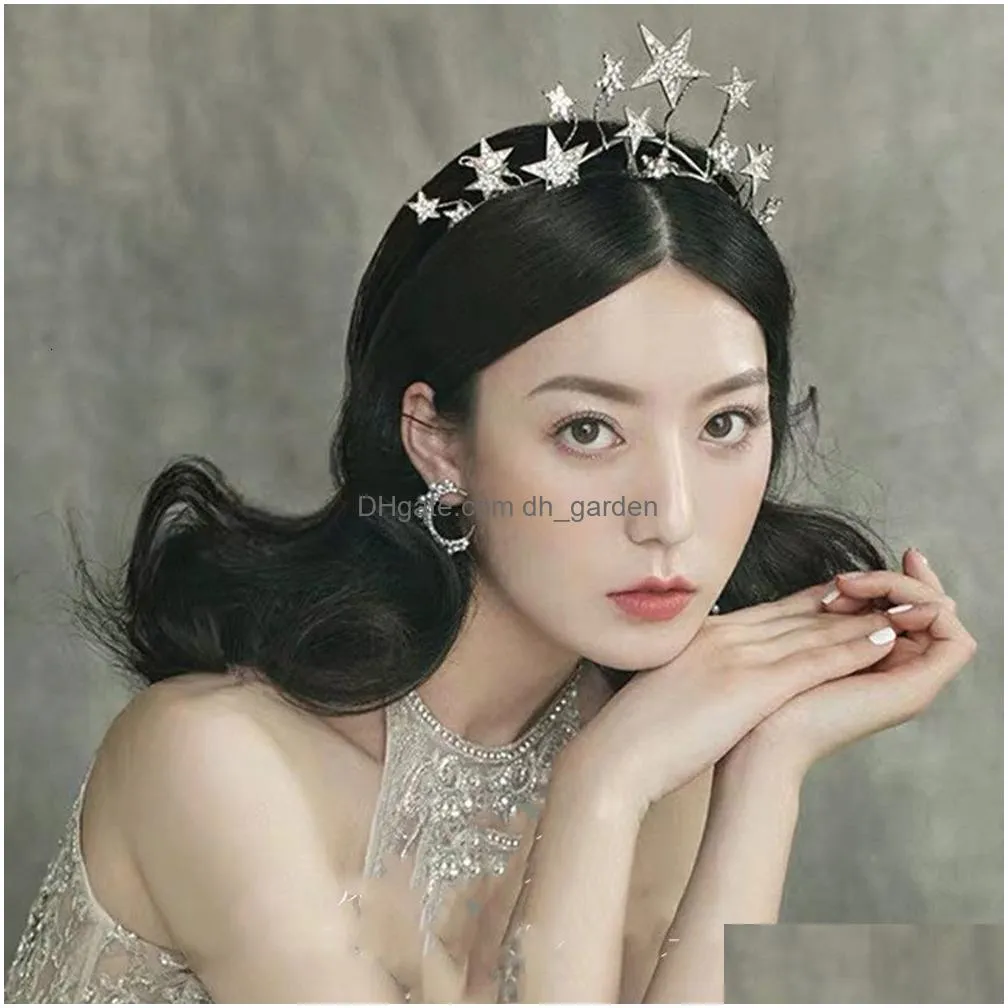 wedding hair jewelry fairy crown korean style cute crystal star bridal crown hairband headwear wedding hair accessories hair hoop