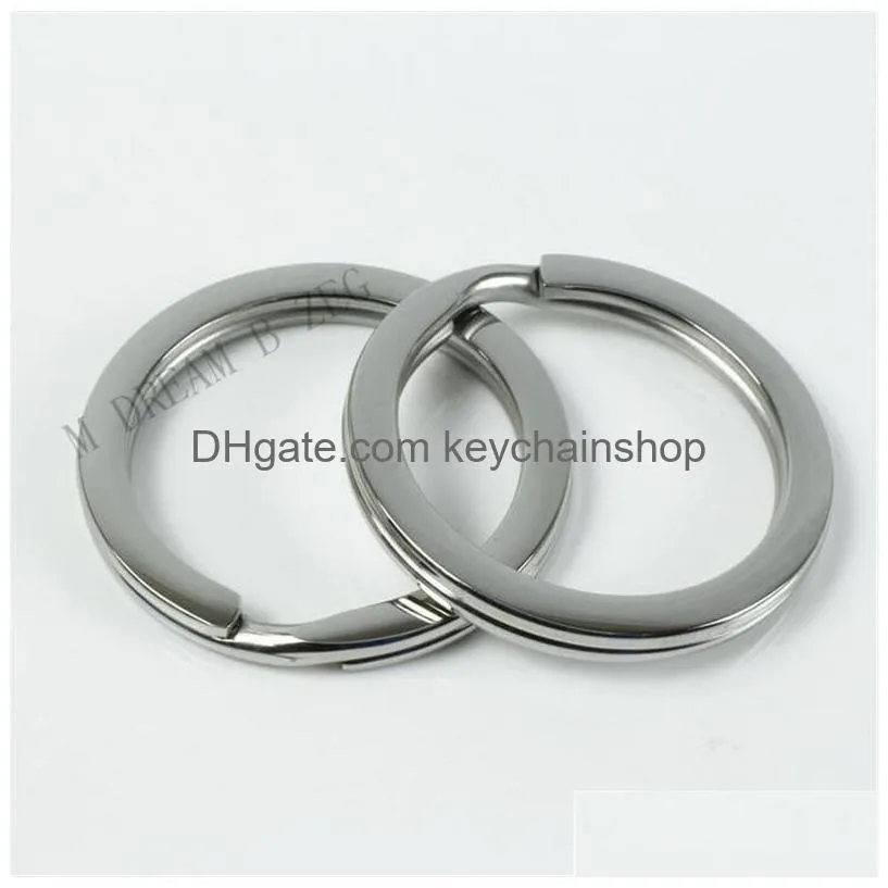 25mm silver key chains stainless alloy circle 304 stainless steel diy keyrings jewelry keychain key ring