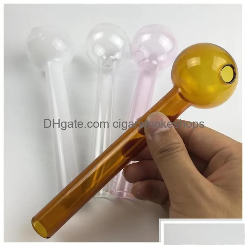 Smoking Pipes New 8Inch Big Oil Burner Glass With White Pink Brown Clear Thick Pyrex Bubbler Drop Delivery Home Garden Household Dhdfc