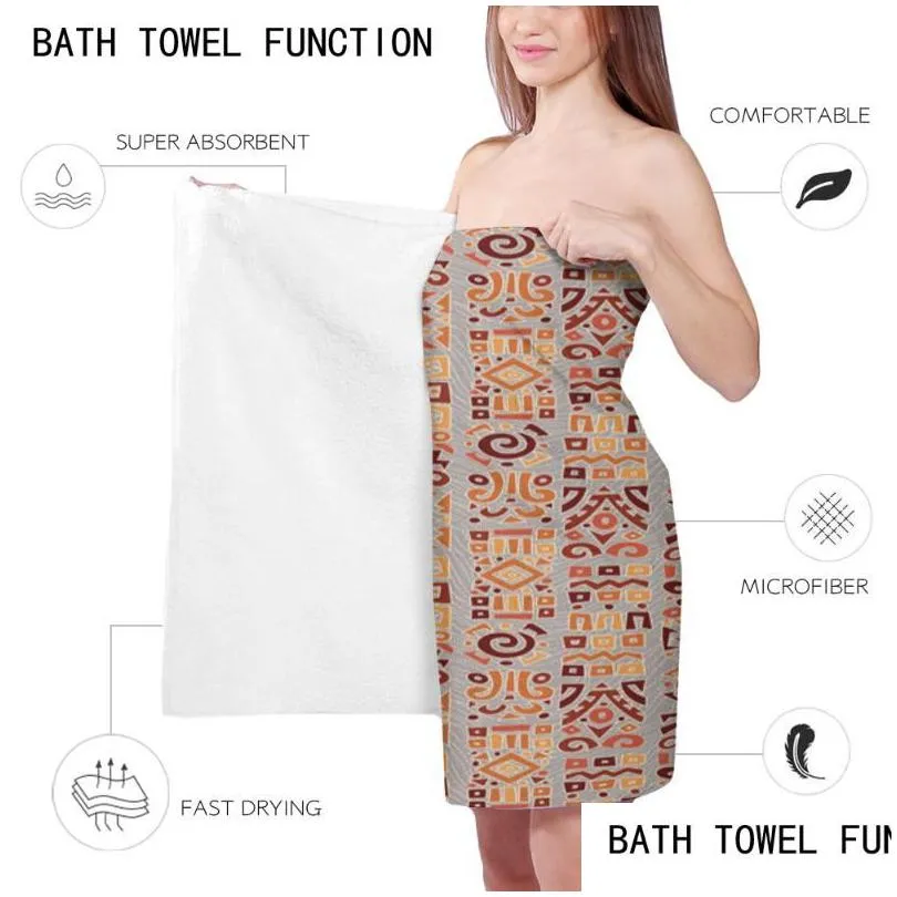 towel brown ethnic totems square arrangement beach luxury quickdry microfiber bathroom bath towels yoga mat picnic blanket