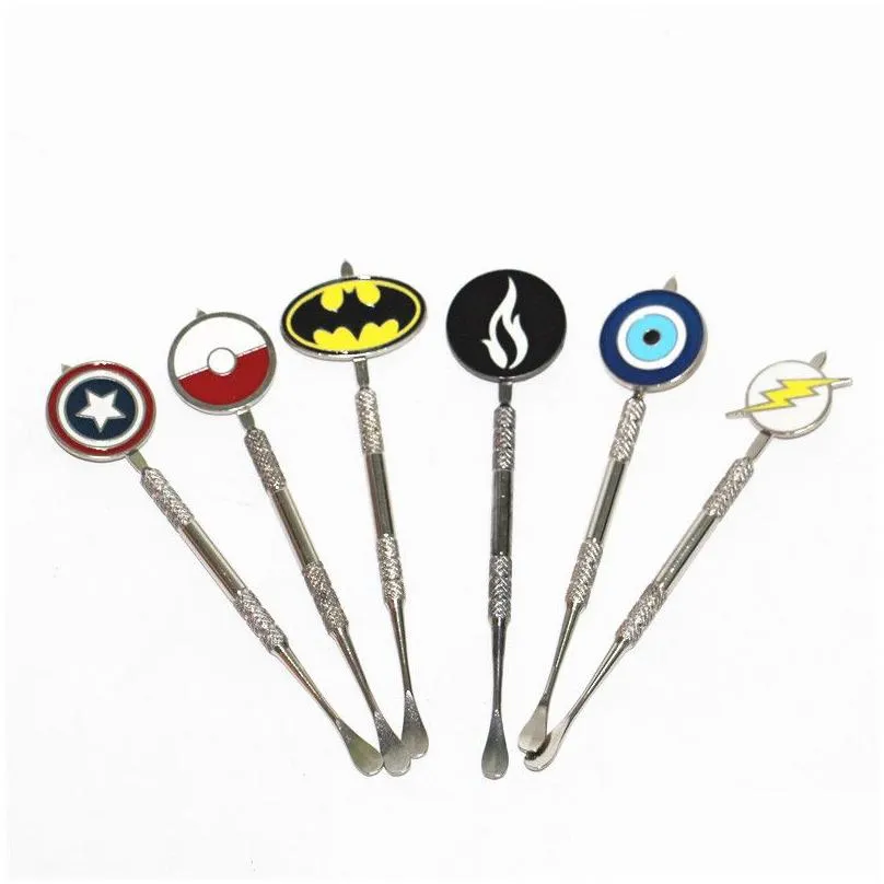 smoking 4.72 inch wax dabber tool with badge pattern wax oil rigs dabs stick carving tools metal nail and quartz nails