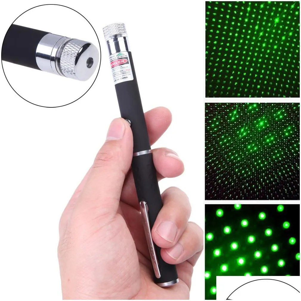 5mw 532nm green laser pen black strong visible beam laserpointer powerful pointer 2 in 1 star head lazer kaleidoscope light christmas gift dhs fedex ems 