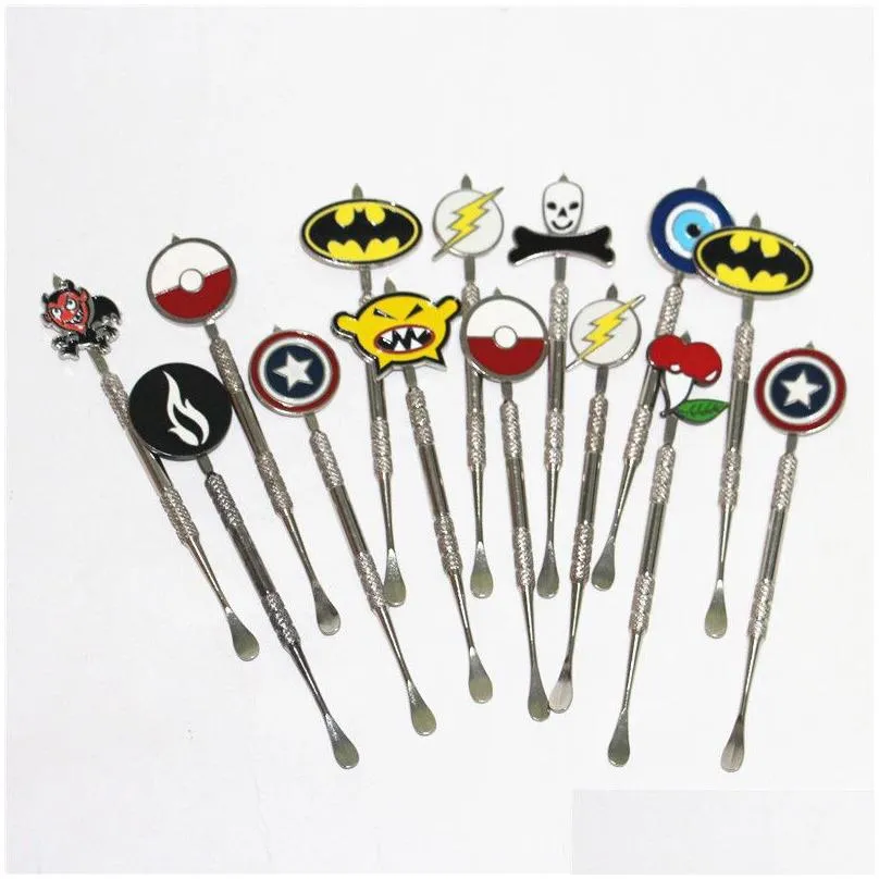 smoking 4.72 inch wax dabber tool with badge pattern wax oil rigs dabs stick carving tools metal nail and quartz nails