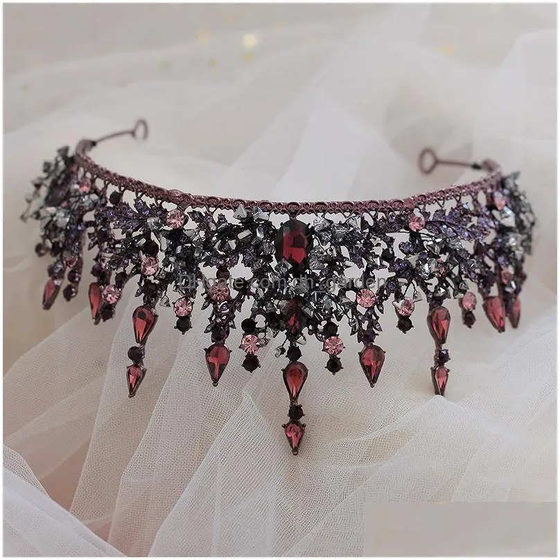 wedding hair jewelry vintage baroque headbands purple crystal tiaras crowns bride noiva headpieces bridal wedding party hair jewelry crown