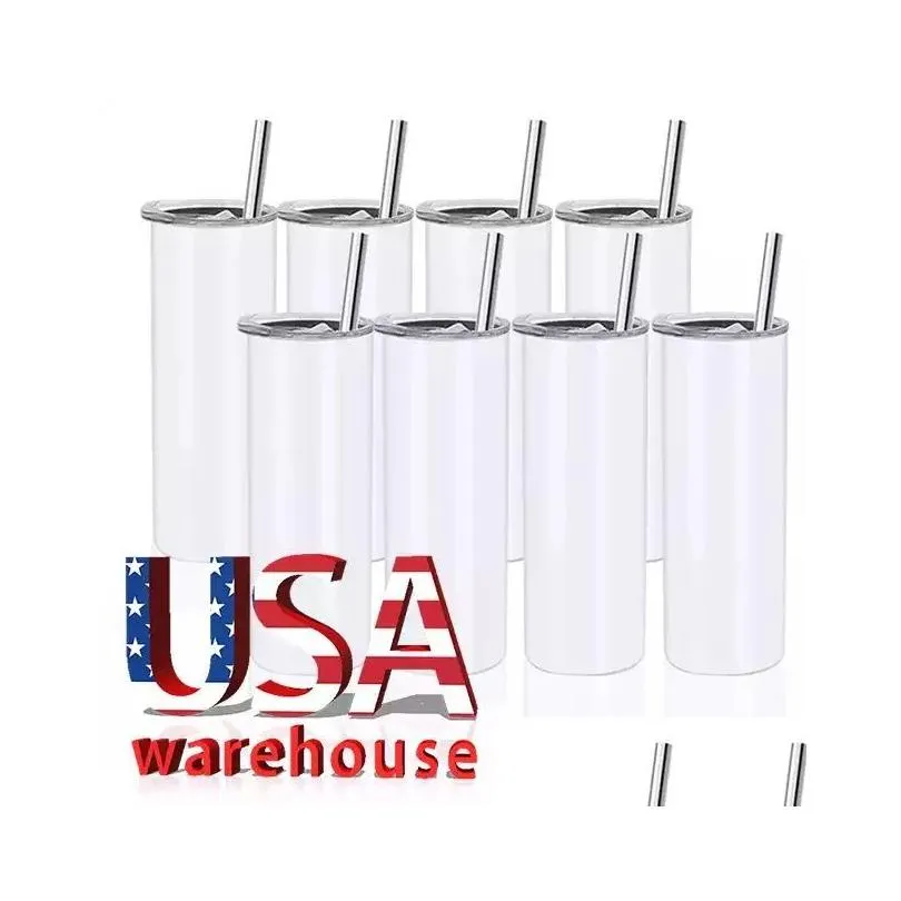 25pc/carton 2 days delivery tumblers sublimation blanks stainless steel insulated water bottle drinkware with plastic straw and lid usa local warehouse