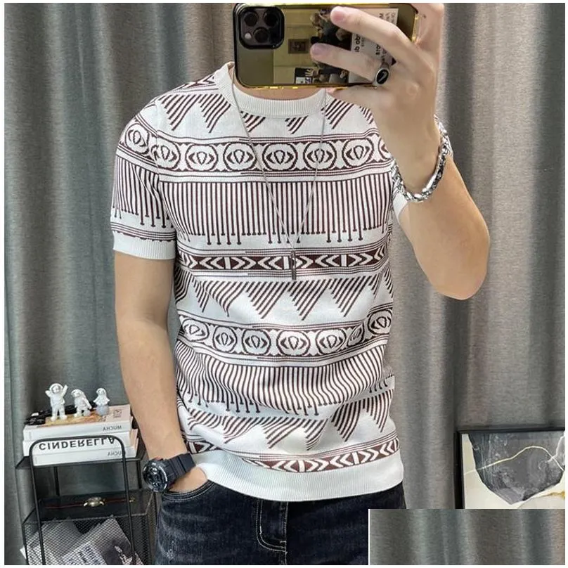 mens tshirts multicolor short sleeve knitting tshirt men slim streetwear contrast t shirt tee homme social club outfits tshirt