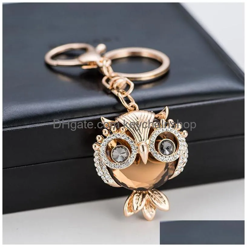 new creative crystal key chain animal pearl keychain favor bag accessories car pendant fashion metal keychain birthday gift
