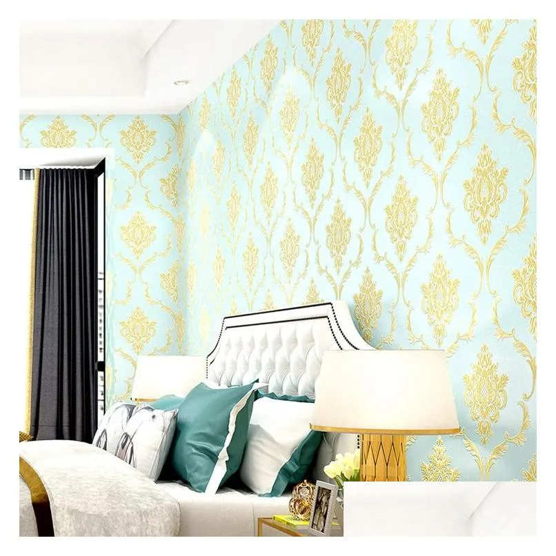 european embossed damask wallpaper bedroom living room decorative wallpaper non woven 3d wallpaper