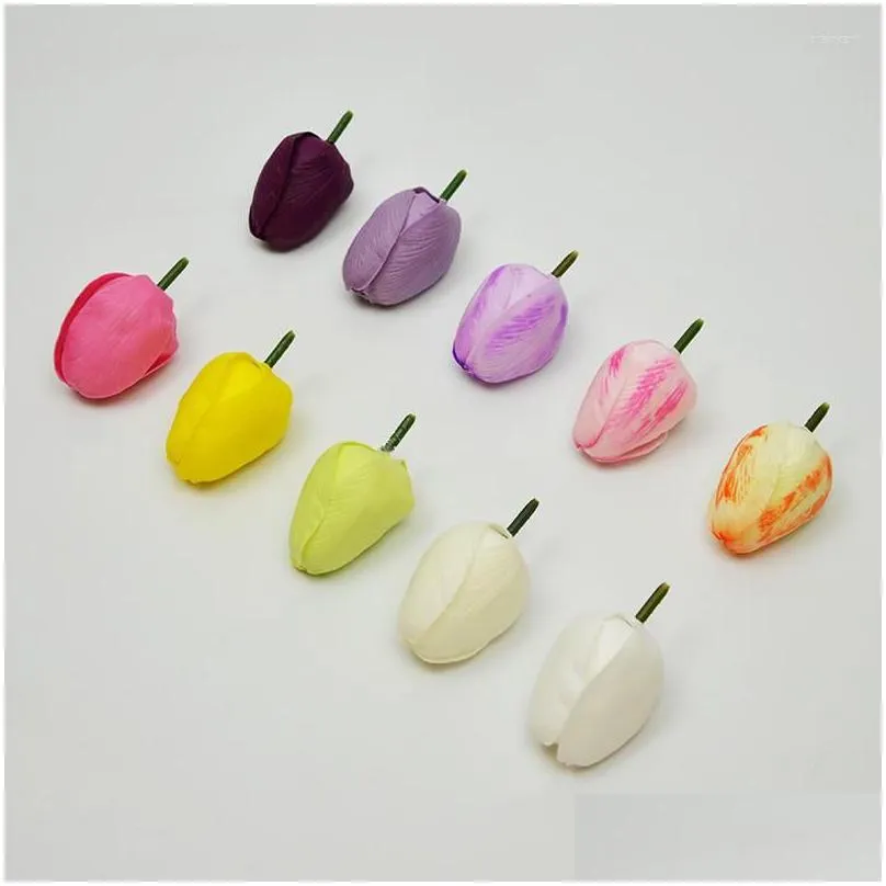 decorative flowers 50pcs/box soap tulip flower head diy bouquet gift box artificial accessories valentines day gifts home decor