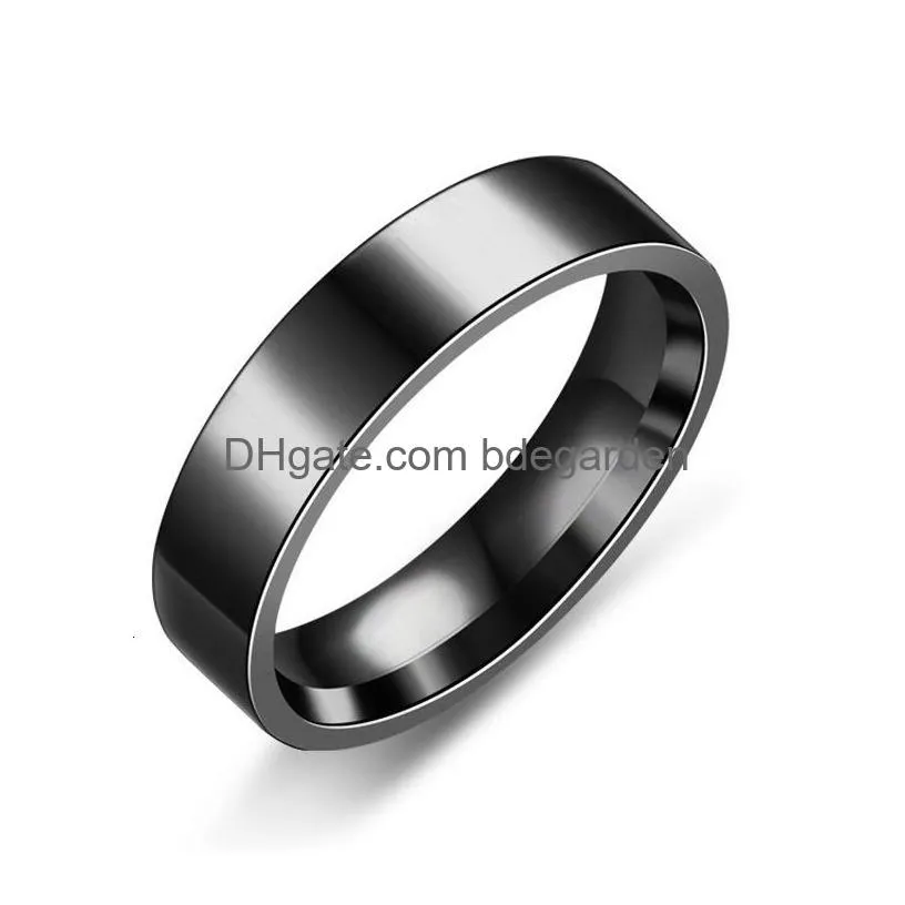 band rings 36 pieces mix size black stainless steel rings men jewelry width 6mm round simple black statement rings for women jewelry