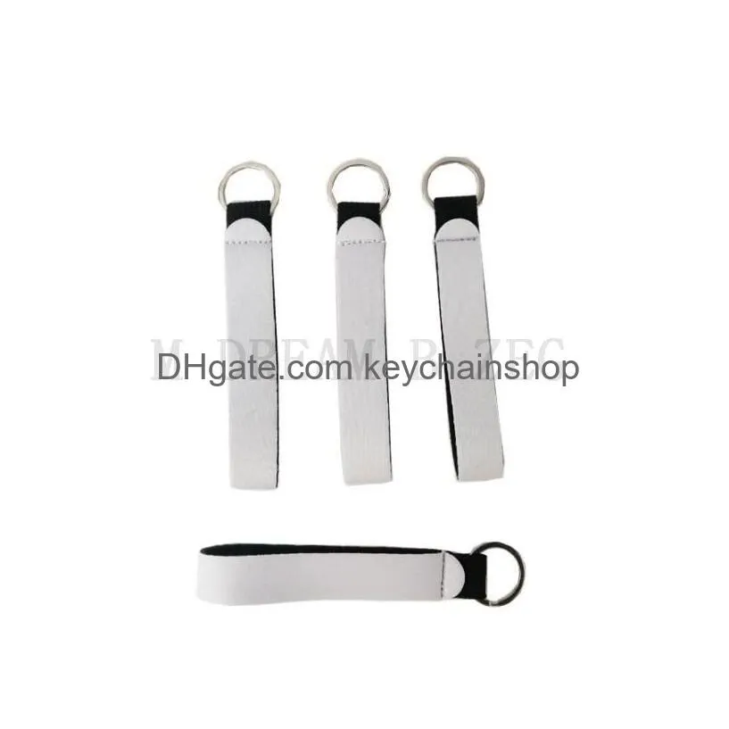 sublimation white color neoprene wristlet keychain lanyard key chain holder for wedding favors gift