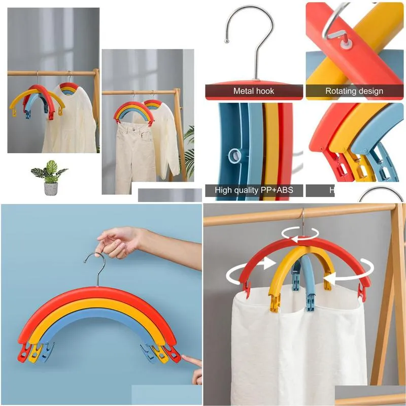 hangers racks rotating hanger 2in1 multifunctional rainbow colorful clothes underwear socks hook household drying rack