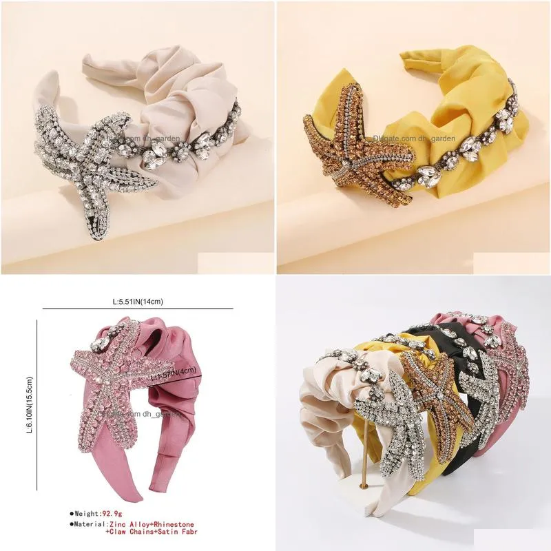 wedding hair jewelry sea starfish headband hair accessories satin with glass hairband for women girls summer spring fashion headdress