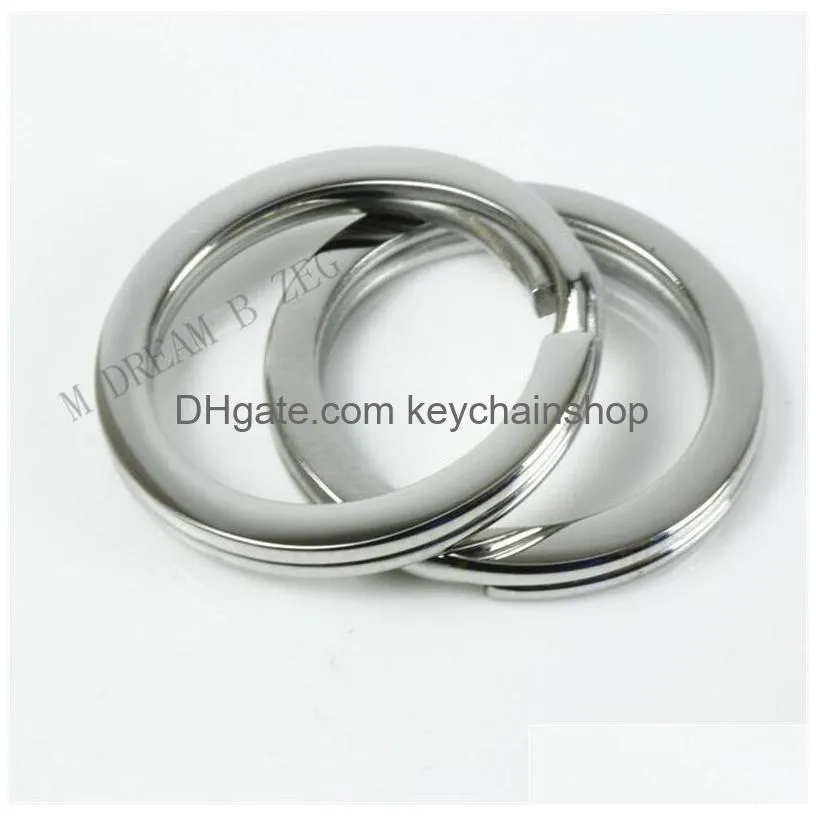 25mm silver key chains stainless alloy circle 304 stainless steel diy keyrings jewelry keychain key ring