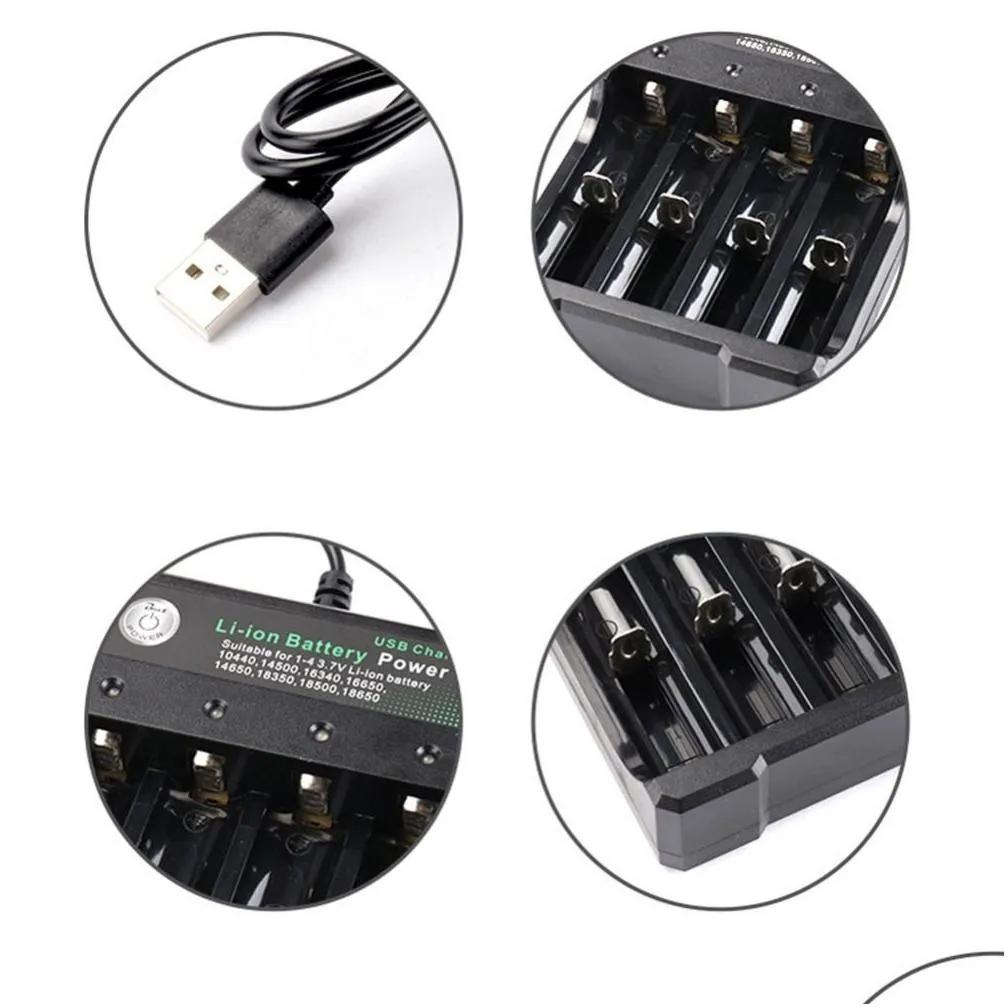 4.2v 18650  four slots liion battery usb independent charging portable electronic 10440 14500 16340 16650 14650 18350 18500 18650