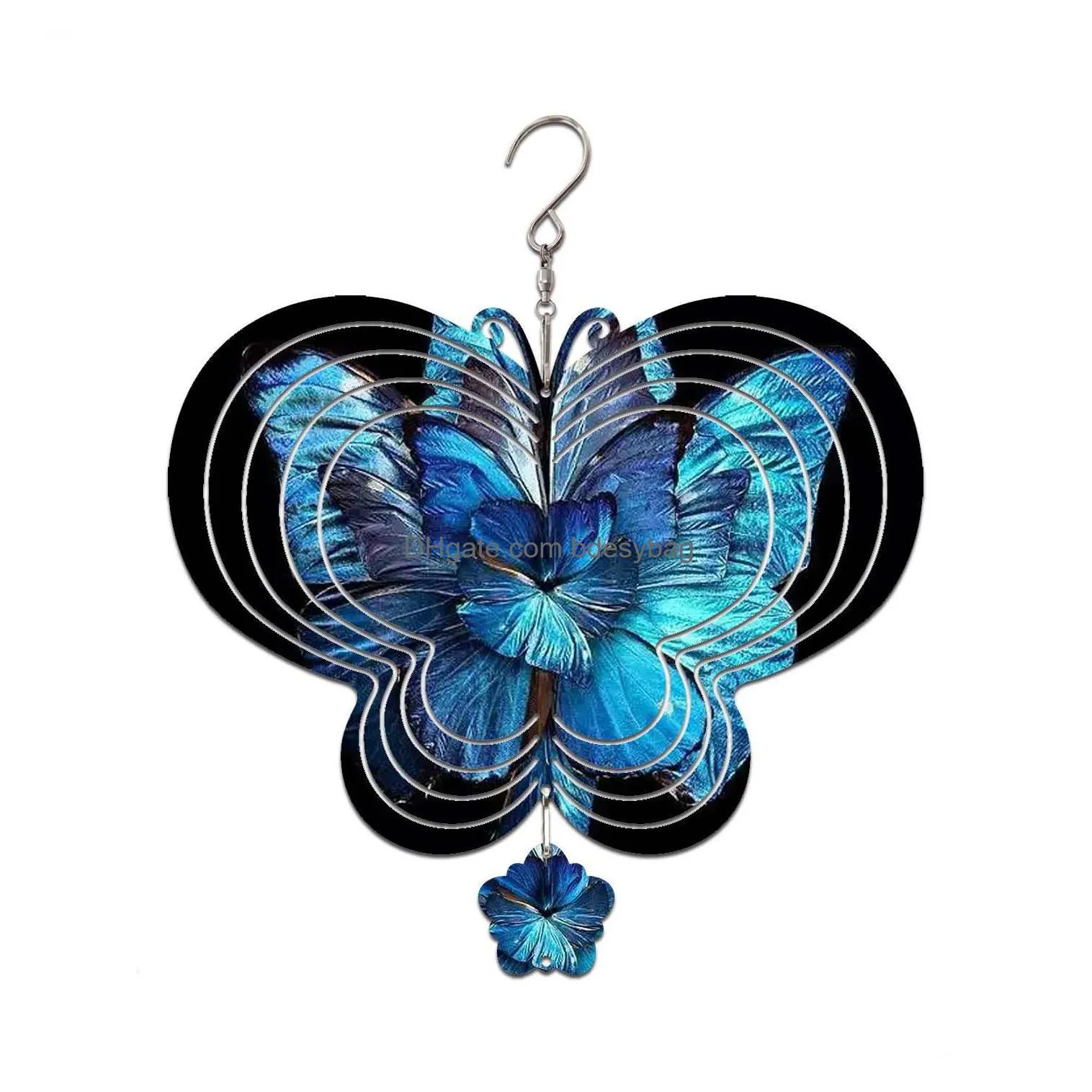 sublimation blank wind spinners alluminum large butterfly shape spinning hanging patio yard decoration blanks for diy both sides