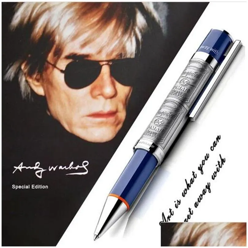 limited edition andy warhol ballpoint pen unique metal reliefs barrel office school stationery high quality writing ball pen as gift