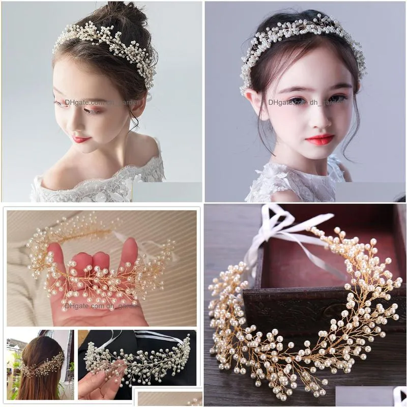 wedding hair jewelry forseven goldsilver color pearls headband headpieces women kids tiara bride coroa noiva wedding hair jewelry accessories