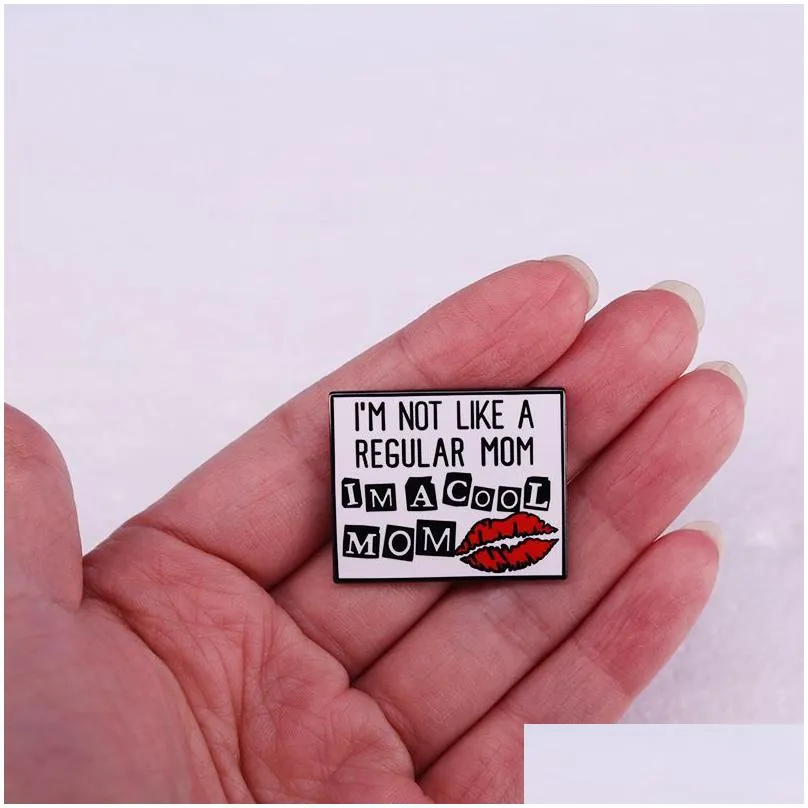 im not like a regular mom im a cool mom red lip hot mother pin badges cute anime movies games hard enamel pins collect metal cartoon