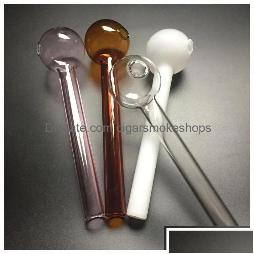 Smoking Pipes New 8Inch Big Oil Burner Glass With White Pink Brown Clear Thick Pyrex Bubbler Drop Delivery Home Garden Household Dhdfc