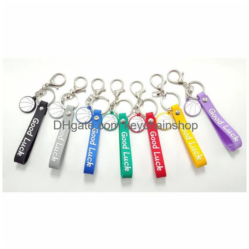 basketball keychains pvc straps sports key chain car bag pendants gift random colors