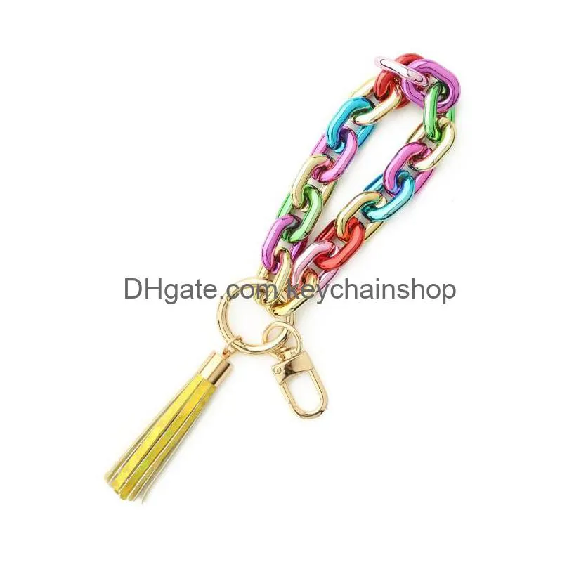 solid color bracelet keychain creative party plastic chain key chains european style car key ring decor novelty gift