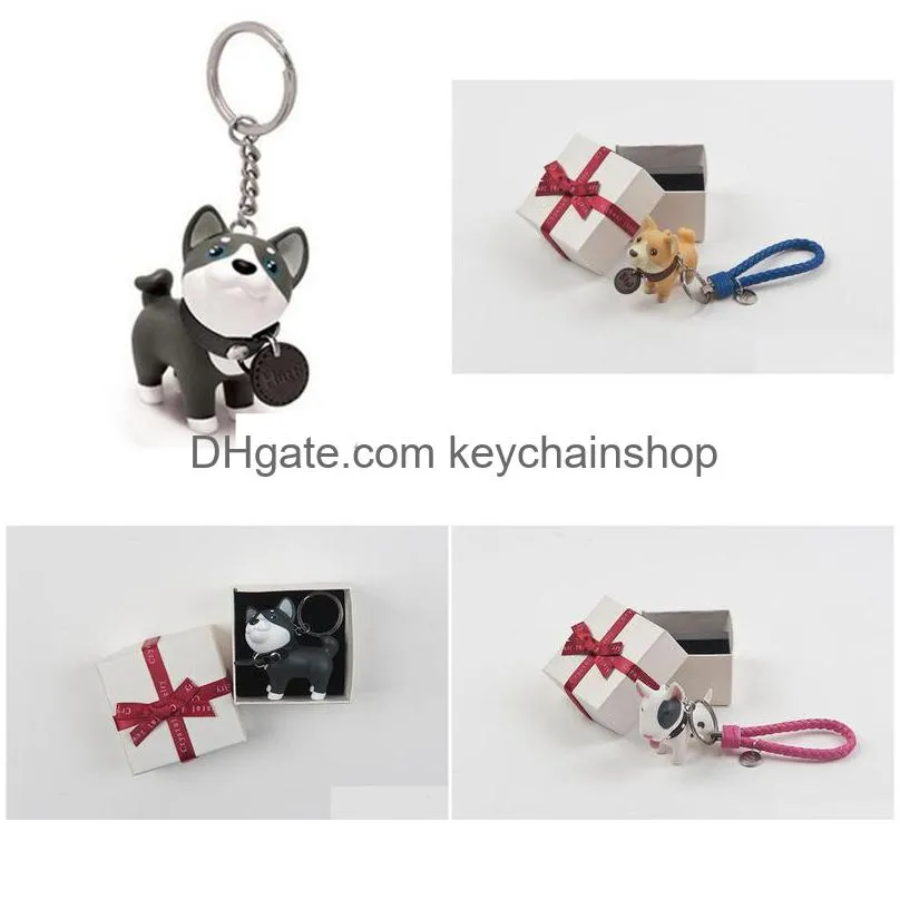 creative puppy keychain party gift backpack key pendant gift for family and friends dog key ring with gift box of 12 styles