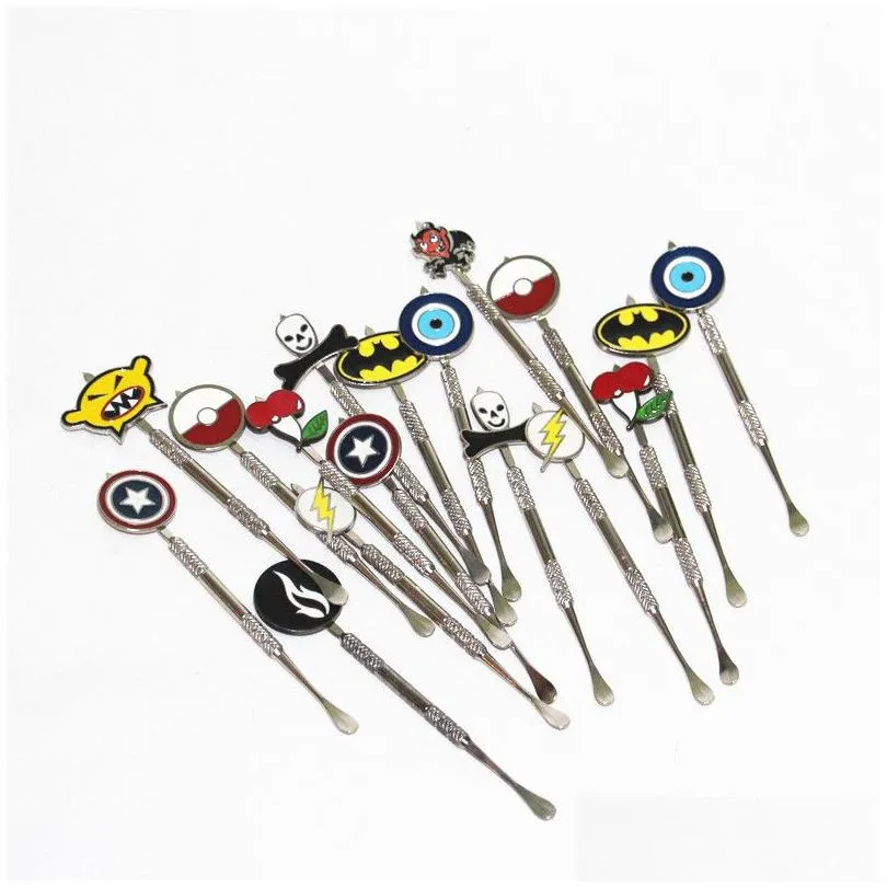 smoking 4.72 inch wax dabber tool with badge pattern wax oil rigs dabs stick carving tools metal nail and quartz nails