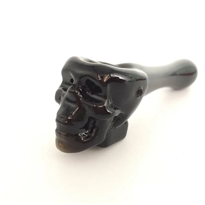 pyrex oil burner pipes thick skull smoking hand spoon pipe 3.93 inch tobacco dry herb for silicone bong glass bubbler