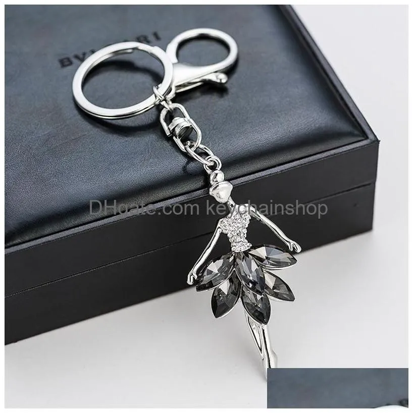 new creative crystal key chain animal pearl keychain favor bag accessories car pendant fashion metal keychain birthday gift