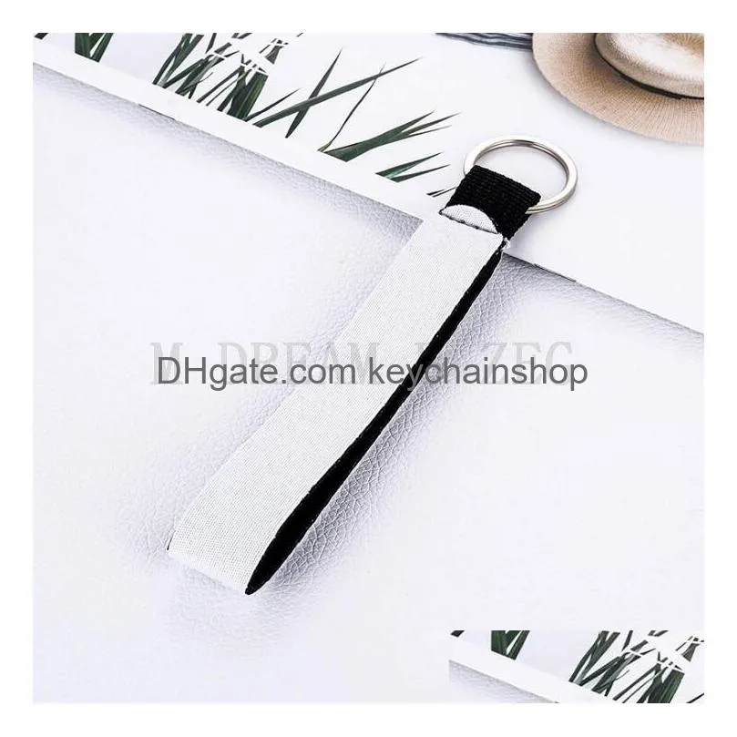 sublimation white color neoprene wristlet keychain lanyard key chain holder for wedding favors gift