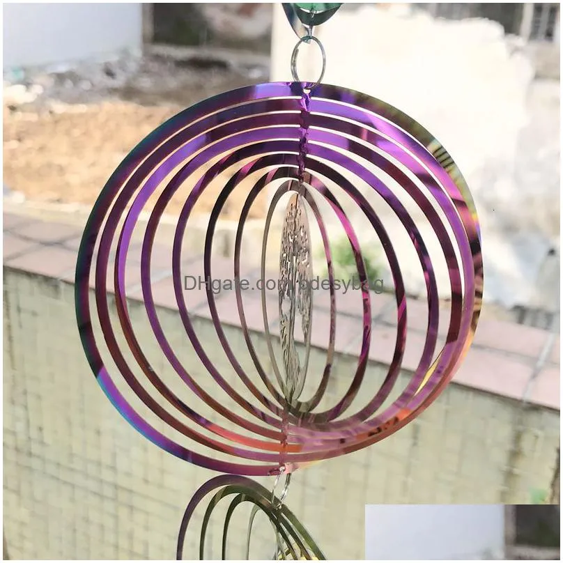 decorative objects figurines 3d rotating wind chimes tree of life spinner bell for home decor aesthetic garden hanging decoration outdoor chimes set