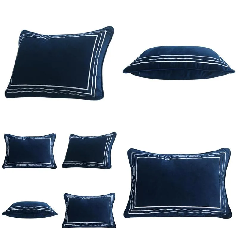 cushion/decorative pillow solid cushion cover square decorative velvet case modern dark blue waist coussin sofa chair home decor