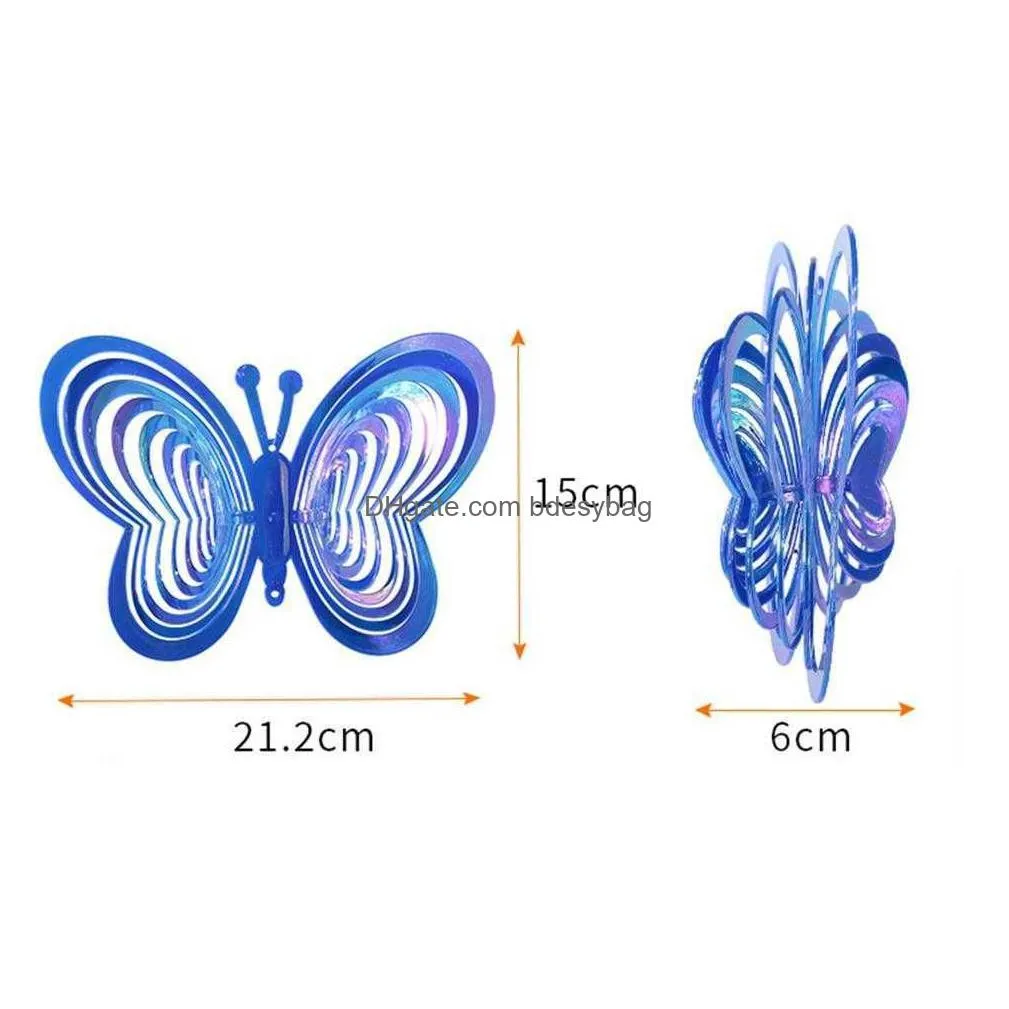 butterfly wind spinner abs wind catcher love rotating wind chime butterfly reflective scarer hanging ornament garden decoration y0914