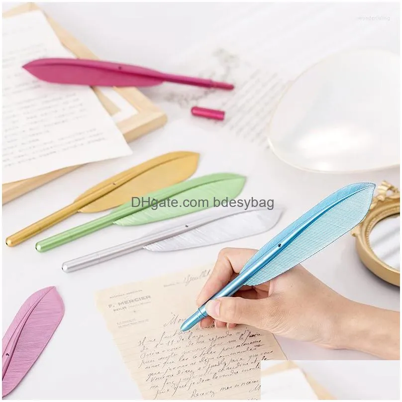 36pcs luxury pens cute feather for school supplies korean stationery writing office accessories kids prizes things