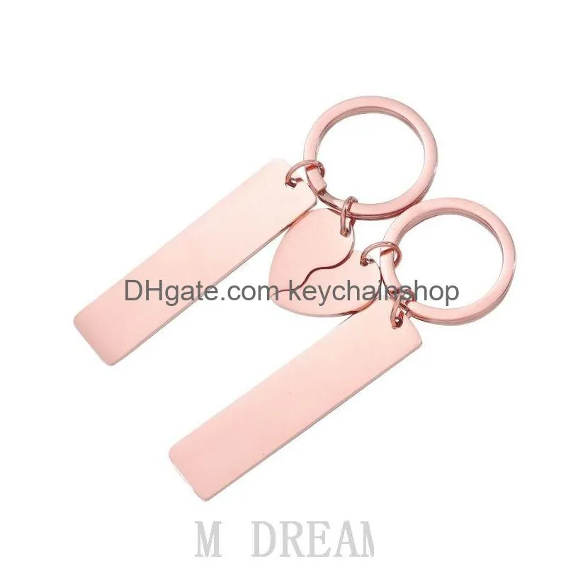 personalized couple keychain stainless steel spliter heart key ring valentines day gift