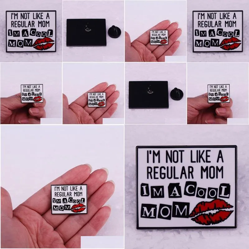 im not like a regular mom im a cool mom red lip hot mother pin badges cute anime movies games hard enamel pins collect metal cartoon