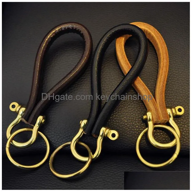 retro key chain metal leather keychain party minimalist style hook horseshoe buckle