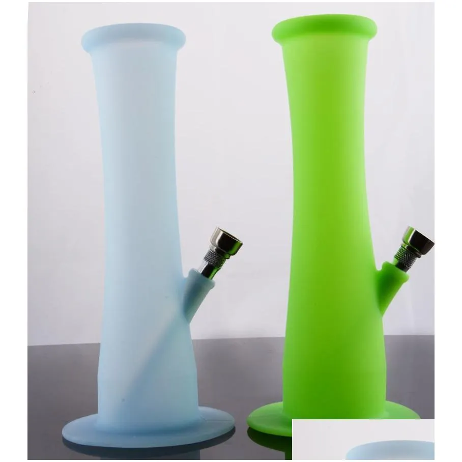 colored 9 inches silicone hookah bongs with metal downstem silicone water pipe by individual box smoking accessories for tobacco wax