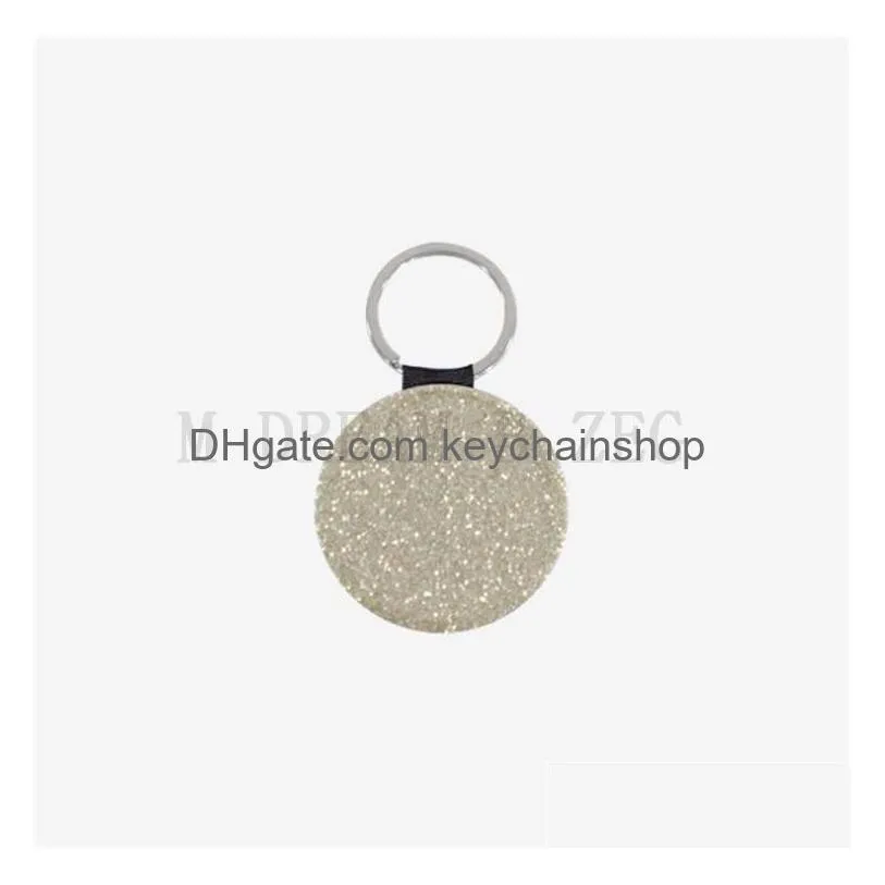 6 colors sublimation keychain creative party favor diy blank leather keychains round heat transfer key ring