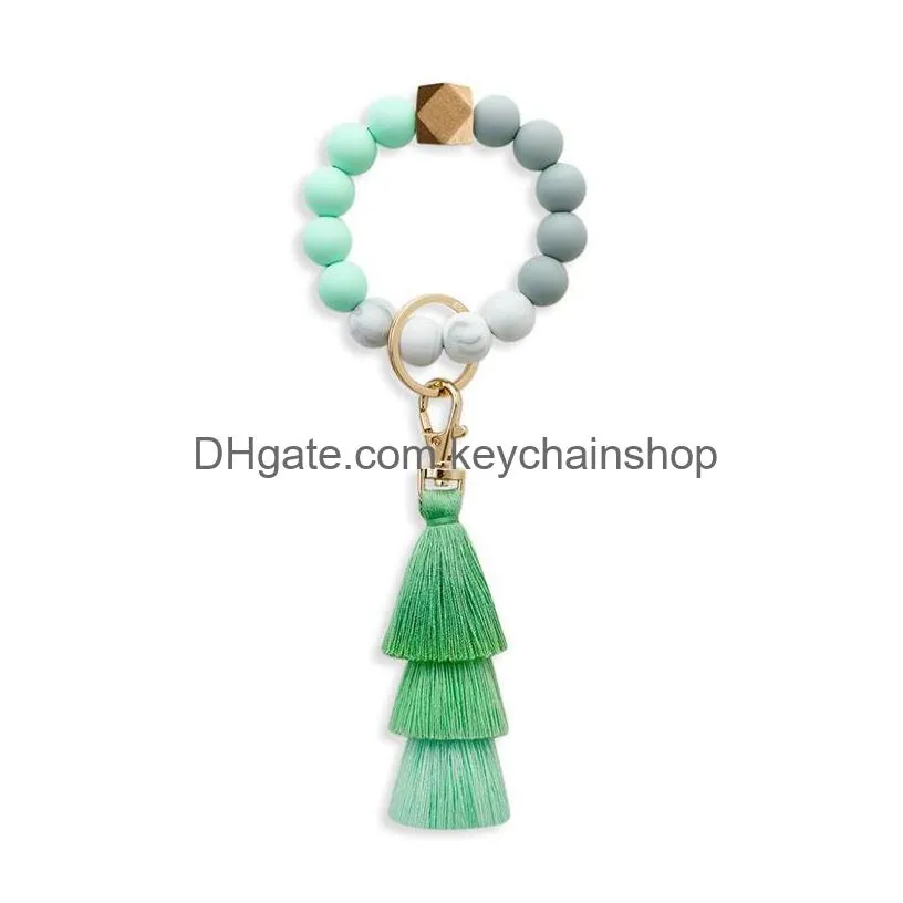 8 styles silicone bead bracelet key chain female italian tassel bracelets keys ring