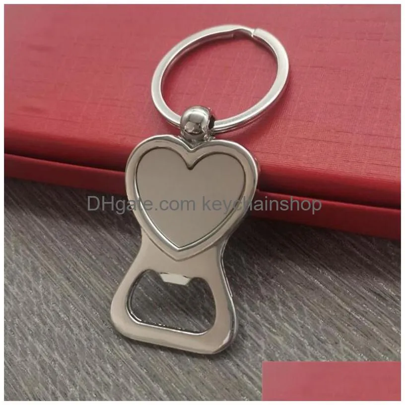 sublimation blank beer bottle opener keychain metal heat transfer openers with key ring household kitchen tool