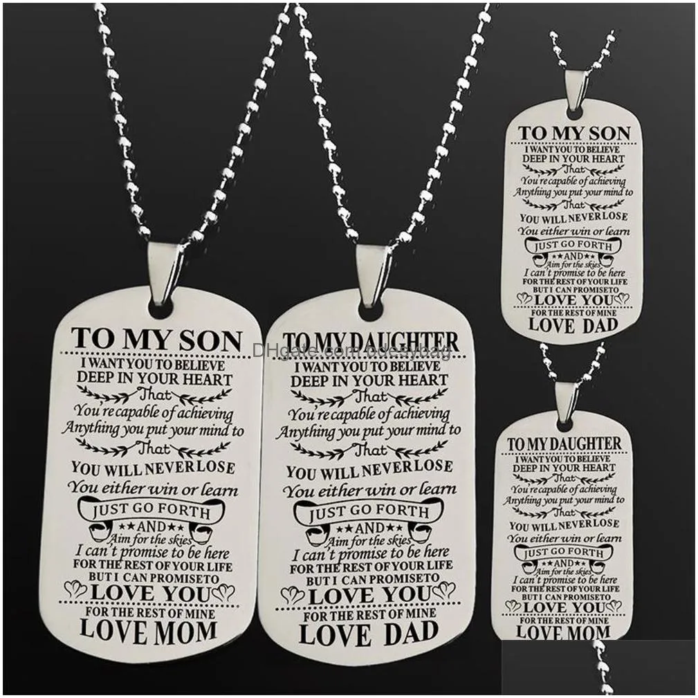 to my son inspirational letter dog tag stainless steel necklace for men perfect birthday and graduation gift